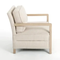 Beige Upholstered Wood Arm Accent Chair-Kirkland's Home Outlet