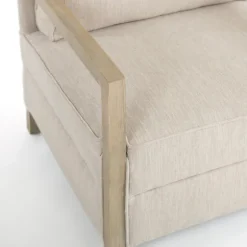 Beige Upholstered Wood Arm Accent Chair-Kirkland's Home Outlet