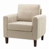 Beige Velvet Channel Stitch Accent Chair-Kirkland's Home Best Sale