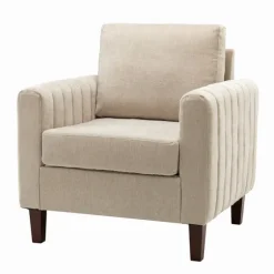 Beige Velvet Channel Stitch Accent Chair-Kirkland's Home Best Sale