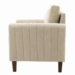 Beige Velvet Channel Stitch Accent Chair-Kirkland's Home Best Sale