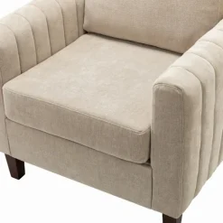 Beige Velvet Channel Stitch Accent Chair-Kirkland's Home Best Sale