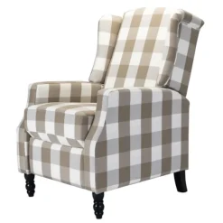 Beige Windowpane Plaid Recliner-Kirkland's Home Cheap
