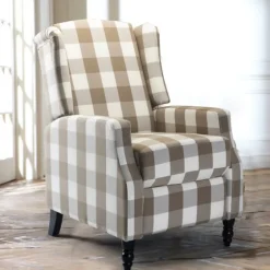 Beige Windowpane Plaid Recliner-Kirkland's Home Cheap