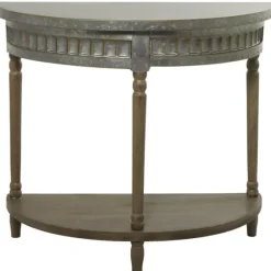 Beige Wood And Metal Half Moon Console Table-Kirkland's Home Cheap