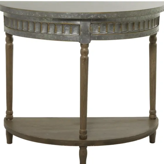 Beige Wood And Metal Half Moon Console Table-Kirkland's Home Cheap