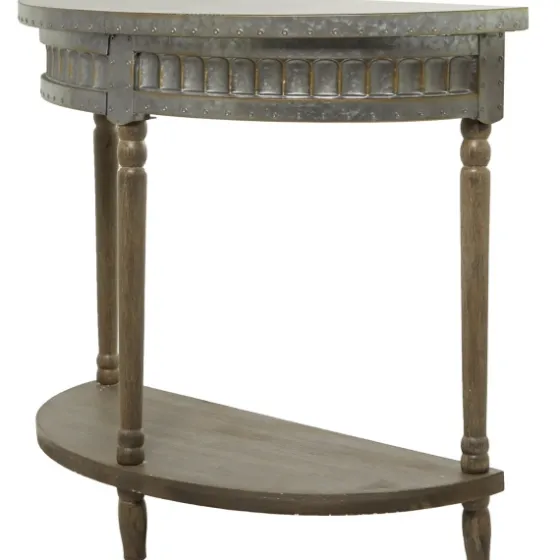 Beige Wood And Metal Half Moon Console Table-Kirkland's Home Cheap