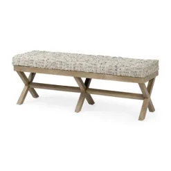 Beige Woven Leather X-Base Bench-Kirkland's Home Flash Sale