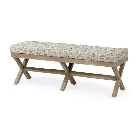 Beige Woven Leather X-Base Bench-Kirkland's Home Flash Sale
