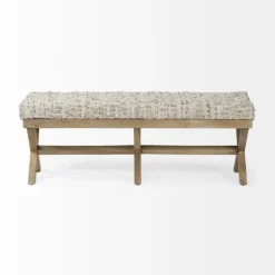 Beige Woven Leather X-Base Bench-Kirkland's Home Flash Sale