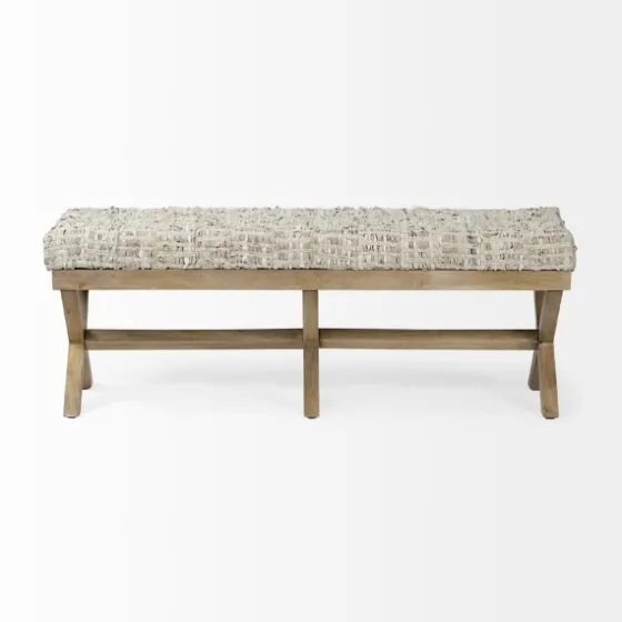Beige Woven Leather X-Base Bench-Kirkland's Home Flash Sale