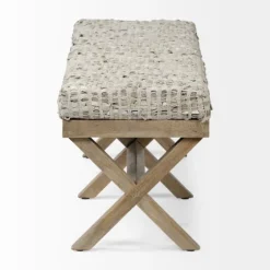 Beige Woven Leather X-Base Bench-Kirkland's Home Flash Sale