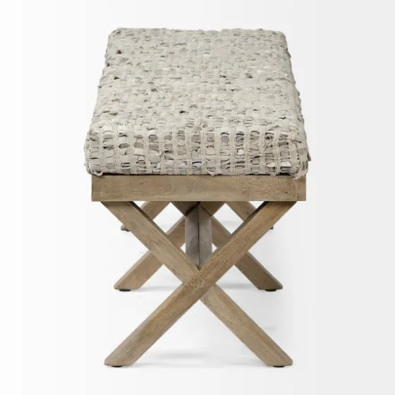 Beige Woven Leather X-Base Bench-Kirkland's Home Flash Sale