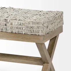 Beige Woven Leather X-Base Bench-Kirkland's Home Flash Sale