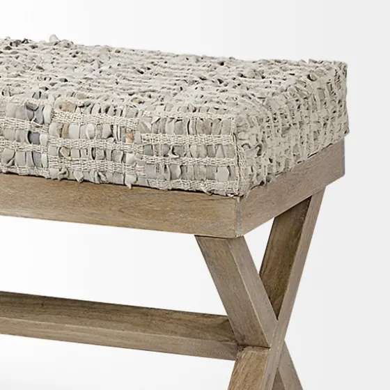 Beige Woven Leather X-Base Bench-Kirkland's Home Flash Sale
