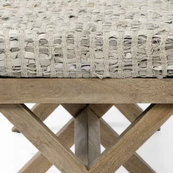 Beige Woven Leather X-Base Bench-Kirkland's Home Flash Sale
