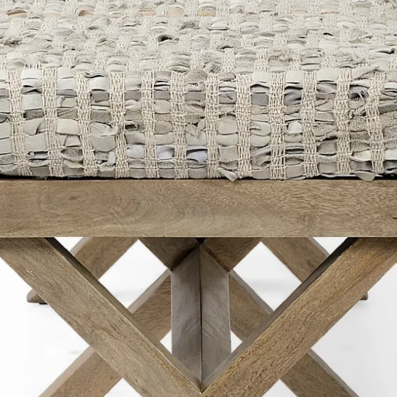 Beige Woven Leather X-Base Bench-Kirkland's Home Flash Sale