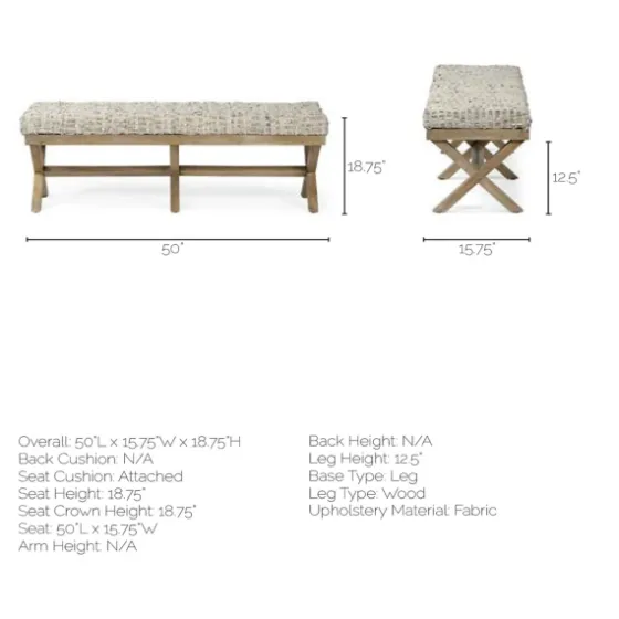 Beige Woven Leather X-Base Bench-Kirkland's Home Flash Sale