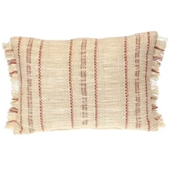 Beige Woven Red Stripes Lumbar Pillow-Kirkland's Home Best Sale