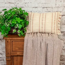 Beige Woven Red Stripes Lumbar Pillow-Kirkland's Home Best Sale