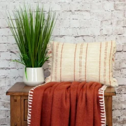 Beige Woven Red Stripes Lumbar Pillow-Kirkland's Home Best Sale