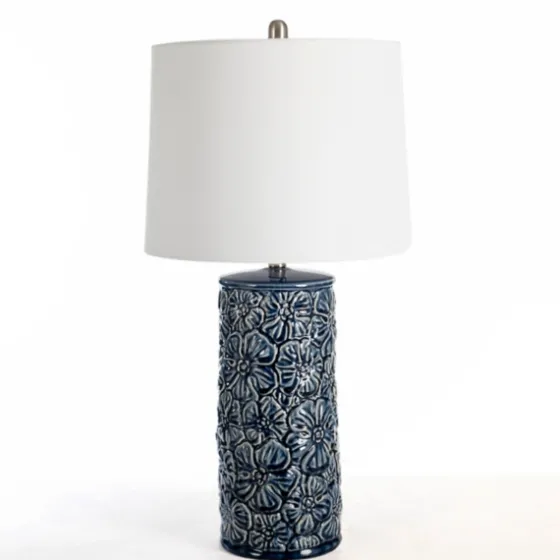 Berto Glazed Denim Floral Table Lamp-Kirkland's Home Cheap