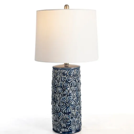 Berto Glazed Denim Floral Table Lamp-Kirkland's Home Cheap