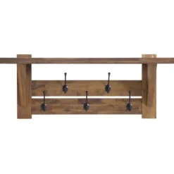 Beth Acacia Wood Wall Shelf With Hooks-Kirkland's Home New
