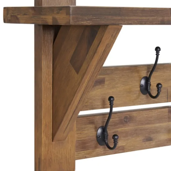 Beth Acacia Wood Wall Shelf With Hooks-Kirkland's Home New