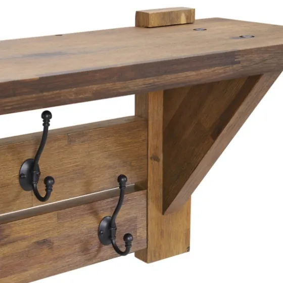 Beth Acacia Wood Wall Shelf With Hooks-Kirkland's Home New