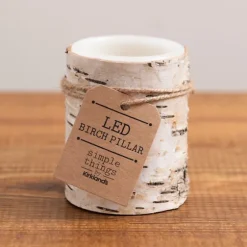 Birch Bark Led Pillar Candle, 4 In.-Kirkland's Home Shop