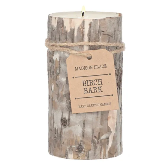 Birch Bark Pillar Candle, 6 In.-Kirkland's Home Fashion