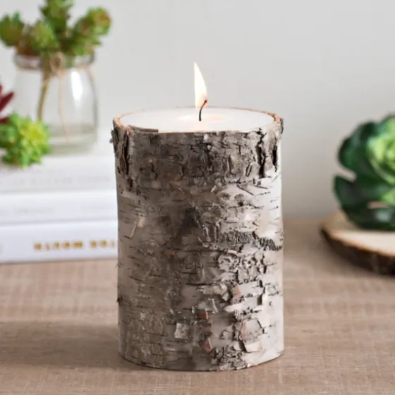 Birch Bark Pillar Candle, 6 In.-Kirkland's Home Fashion