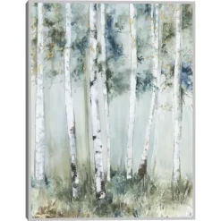 Birch Blue Forest Framed Canvas Art Print-Kirkland's Home Hot