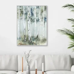 Birch Blue Forest Framed Canvas Art Print-Kirkland's Home Hot