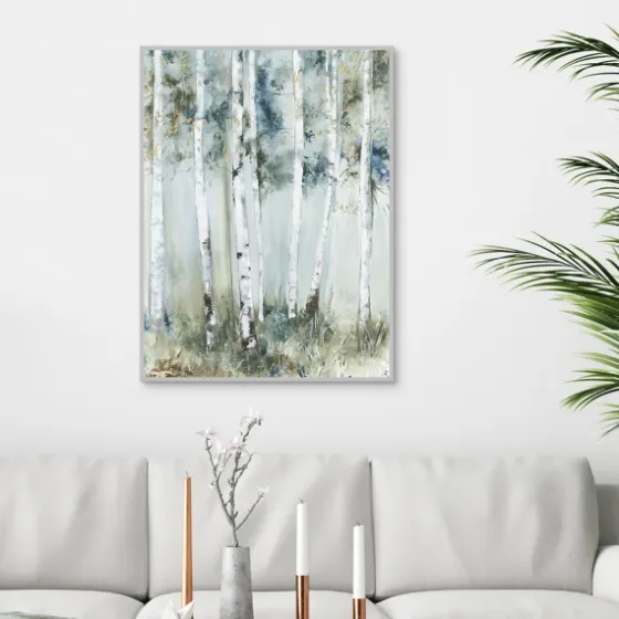 Birch Blue Forest Framed Canvas Art Print-Kirkland's Home Hot