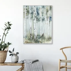 Birch Blue Forest Framed Canvas Art Print-Kirkland's Home Hot
