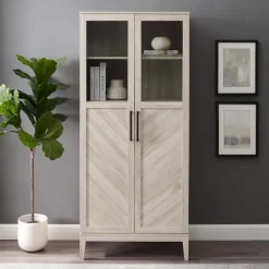 Birch Chevron Wooden Storage Cabinet-Kirkland's Home New