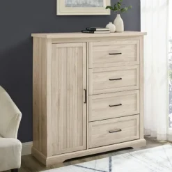 Birch Grooved 4-Drawer Dresser With Wardrobe-Kirkland's Home Store