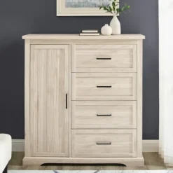 Birch Grooved 4-Drawer Dresser With Wardrobe-Kirkland's Home Store