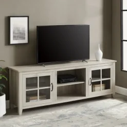 Birch Wood And Glass Door Tv Stand-Kirkland's Home Clearance