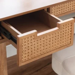 Birch Wood And Rattan Desk-Kirkland's Home Cheap