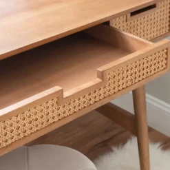 Birch Wood And Rattan Desk-Kirkland's Home Cheap
