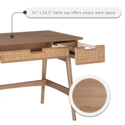Birch Wood And Rattan Desk-Kirkland's Home Cheap
