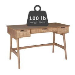 Birch Wood And Rattan Desk-Kirkland's Home Cheap