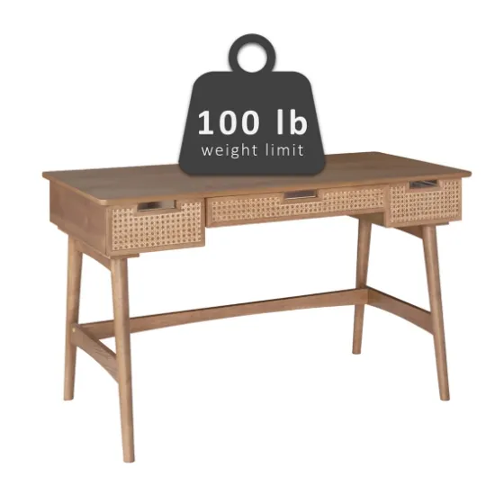 Birch Wood And Rattan Desk-Kirkland's Home Cheap