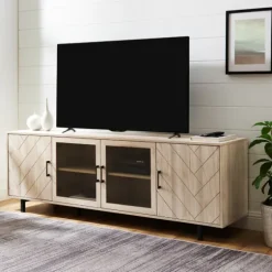 Birch Wood Herringbone 4-Door Tv Stand-Kirkland's Home Cheap
