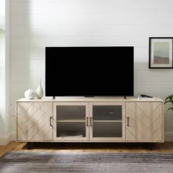 Birch Wood Herringbone 4-Door Tv Stand-Kirkland's Home Cheap