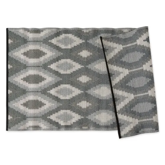 Black & Gray Diamond Stripe Outdoor Area Rug, 4X6-Kirkland's Home New