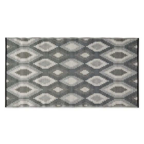 Black & Gray Diamond Stripe Outdoor Area Rug, 4X6-Kirkland's Home New